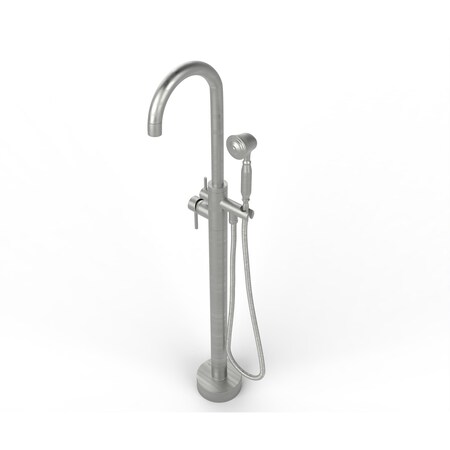 Neptune Freestanding Brushed Nickel Gooseneck Tub Filler Faucet With Float Handle